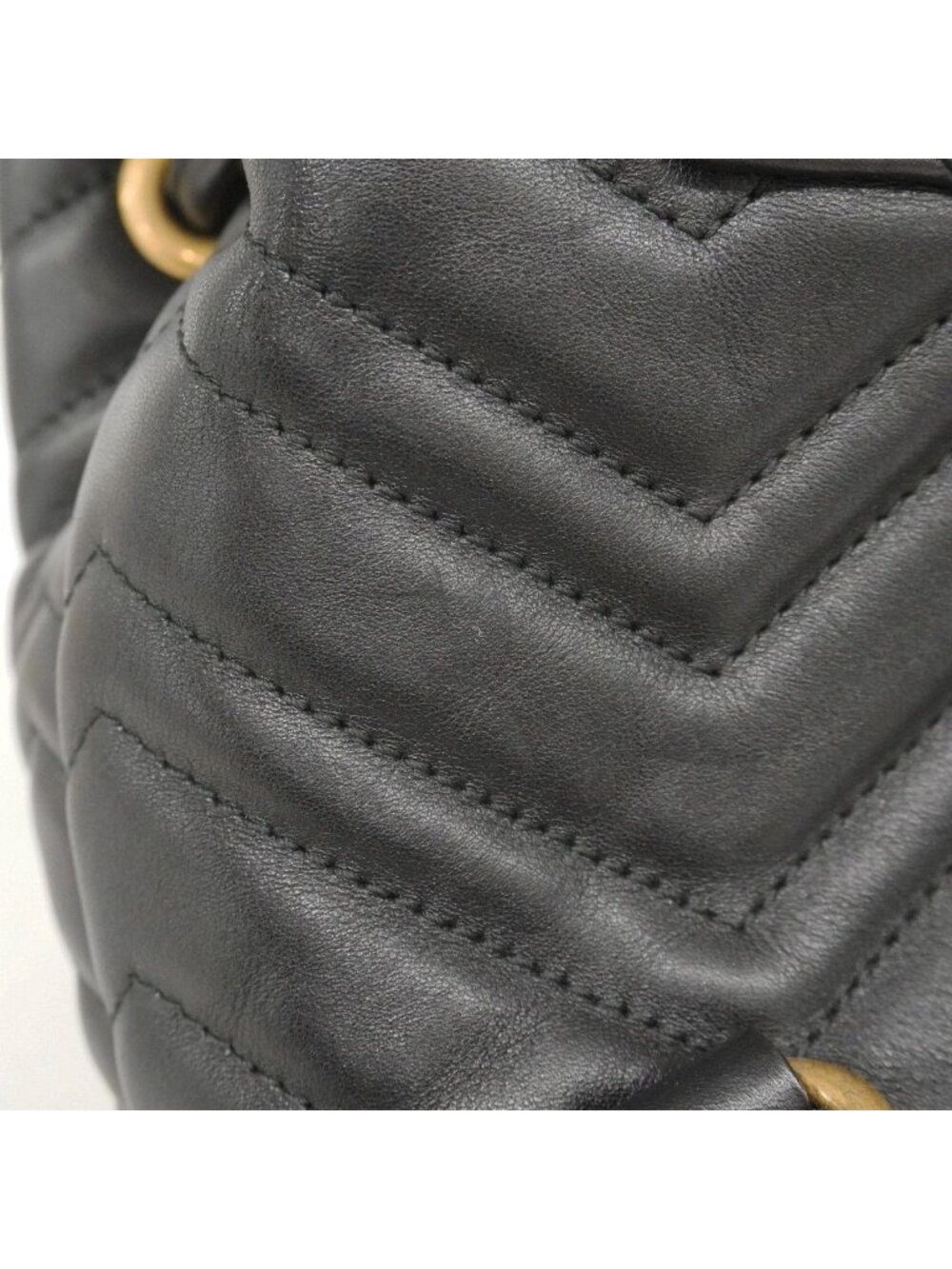 Gucci Backpack GG Marmont Leather Black Gold - Picture 6 of 10